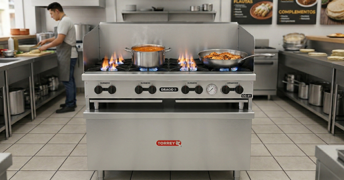 Estufa Industrial Torrey CG-41 Drago — 4 Quemadores + Horno